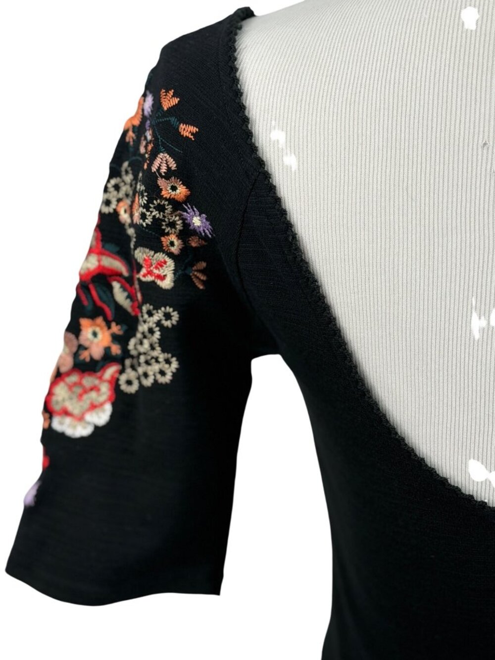 Free People Floral Embroidered Black Fit & Flare Mini Dress S| Indie Sleaze Boho - Picture 10 of 16
